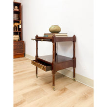 Load image into Gallery viewer, Bombay Mahogany Traditional Side Table Pullout Tray Regency Style Accent

