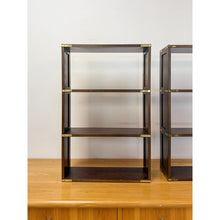 Load image into Gallery viewer, Bombay Company Campaign Style Shelf Pair Brass Trim Vintage Traditional
