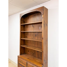 Load image into Gallery viewer, Handmade Pine Walnut Tone Bookcase Desk Drawers Cabinet Antique Style
