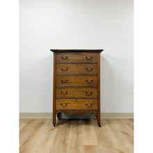 Load image into Gallery viewer, Antique Oak Dresser Five Drawer Tallboy Chest of Drawers Bedroom Furniture
