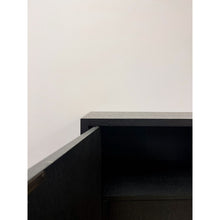 Load image into Gallery viewer, Bobby Berk Modern Black Tallboy Cabinet, Beige Oval Cane Inlay MCM Style
