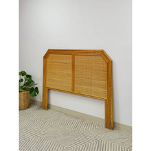 Load image into Gallery viewer, Vintage Bamboo Wicker Queen Headboard Coastal Hollywood Regency MCM
