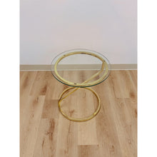 Load image into Gallery viewer, Round Brass Angular End Table Milo Baughman Style Postmodern Vintage MCM
