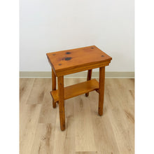 Load image into Gallery viewer, Handmade Rustic Pine Side Table Shelf Dowel Joints Vintage Farmhouse Dated 1930s
