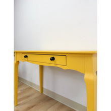 Load image into Gallery viewer, Contemporary Yellow Desk Black Knobs Finished Back Home Office Bold Statement
