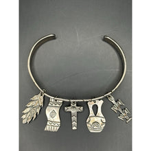 Load image into Gallery viewer, Sterling Silver Bangle, Pueblo dangling Bracelet w/Charms Signed Rudy Willis
