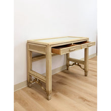 Load image into Gallery viewer, Vintage Ficks Reed Faux Bamboo Petite Desk with Drawers Wicker Coastal MCM
