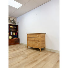 Load image into Gallery viewer, Primitive Scrubbed Pine Three Drawer Dresser Dovetail Porcelain Knobs Vintage
