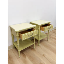 Load image into Gallery viewer, Rare Henry Link Bali Hai Green Faux Bamboo Pair of Nightstands Hollywood Regency
