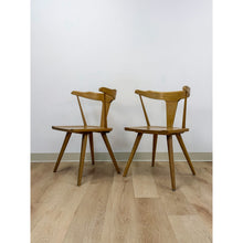 Load image into Gallery viewer, Modern MCM Style Wood Windsor Chair Pair Mortise Tenon Joinery Dining Accent
