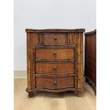 Load image into Gallery viewer, Vintage Nightstands Split Bamboo Reed Four Drawer British Colonial Regency Table
