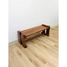 Load image into Gallery viewer, Handmade Rustic Coastal Pine Bench, Walnut Stained Walnut, Farmhouse, Primitive
