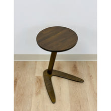 Load image into Gallery viewer, MCM Round Side Table With Boomerang Base Dark Wood Coastal Vintage Accent
