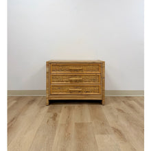 Load image into Gallery viewer, Vintage Chest Coastal Wicker Rattan Three Drawer Boho Hollywood Regency Dresser
