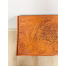 Load image into Gallery viewer, Vintage Mini Dresser Tiger Engraved Top Three Drawer Transitional Primitive
