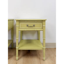 Load image into Gallery viewer, Rare Henry Link Bali Hai Green Faux Bamboo Pair of Nightstands Hollywood Regency
