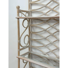 Load image into Gallery viewer, Vintage Etagere Henry Link Rattan Whitewash Three-Tier Glass Shelves Coastal
