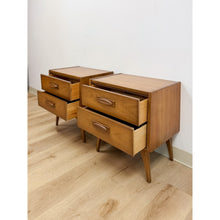 Load image into Gallery viewer, Vintage United MCM Nightstands Collectible Retro Walnut Bedside Tables w Drawers
