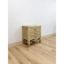 Load image into Gallery viewer, Ficks Reed Faux Bamboo Nightstand Beige Coastal Hollywood Regency Bedside Table
