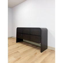 Load image into Gallery viewer, Modern Crate and Barrel "Cortez" Black Six Drawer Dresser Curved With Soft Close
