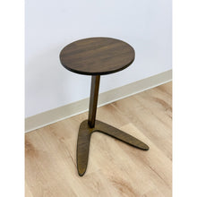 Load image into Gallery viewer, MCM Round Side Table With Boomerang Base Dark Wood Coastal Vintage Accent
