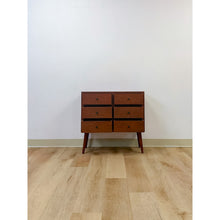 Load image into Gallery viewer, MCM Style Six Drawer Chest Brown Wood Petite Storage for Entryway or Sofa
