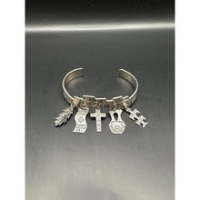 Load image into Gallery viewer, Sterling Silver Bangle, Pueblo dangling Bracelet w/Charms Signed Rudy Willis
