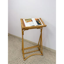 Load image into Gallery viewer, Vintage Rattan Wicker Easel Podium Art Stand Coastal Boho Hollywood Regency
