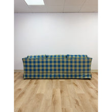 Load image into Gallery viewer, Vintage MCM Retro Plaid Sofa in Electric Blue and Green with Nailhead Trim
