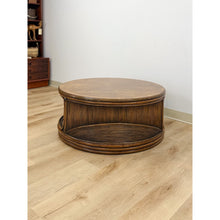 Load image into Gallery viewer, Pencil Reed Rattan Burlwood Inlay Round Coffee Table Gabriella Crespi Style Rare
