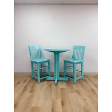 Load image into Gallery viewer, Vintage Bistro Set Turquoise Blue Counter Height Table Two Chairs Outdoor/Indoor
