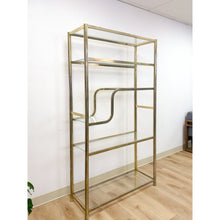 Load image into Gallery viewer, Vintage Milo Baughman Style Brass Tone Etagere Shelf Vintage Hollywood Regency
