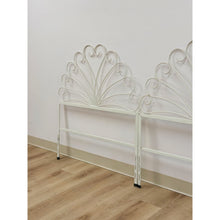 Load image into Gallery viewer, Pair of White Wrought Iron Twin Headboards French Country Farmhouse Whimsical
