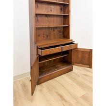Load image into Gallery viewer, Handmade Pine Walnut Tone Bookcase Desk Drawers Cabinet Antique Style

