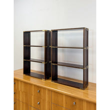 Load image into Gallery viewer, Bombay Company Campaign Style Shelf Pair Brass Trim Vintage Traditional
