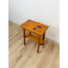 Load image into Gallery viewer, Handmade Rustic Pine Side Table Shelf Dowel Joints Vintage Farmhouse Dated 1930s
