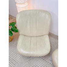 Load image into Gallery viewer, Vintage Cream Leather MCM Postmodern Swivel Glider Chair Pair 28" Wide
