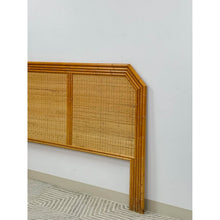 Load image into Gallery viewer, Vintage Bamboo Wicker Queen Headboard Coastal Hollywood Regency MCM
