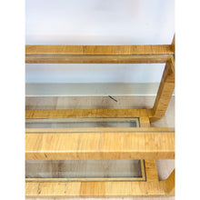 Load image into Gallery viewer, Coastal Etagere Rattan Wrapped Milo Baughman Style Five Tier Glass Shelf MCM
