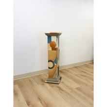 Load image into Gallery viewer, Vintage Postmodern Art Deco Hand Painted Pedestal Hidden Storage Cubist Column

