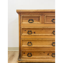 Load image into Gallery viewer, Mexican Solid Pine Five Drawer Dresser Wrought Iron Pulls Rustic Farmhouse Chest
