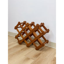 Load image into Gallery viewer, Collapsible Teak Ten Bottle Wine Rack Vintage MCM Danish Modern Bar Piece
