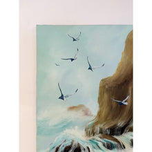 Load image into Gallery viewer, Original Seaside Oil Painting Seagulls Cliffs, Signed N. Gibbs Art, Coastal

