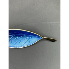 Load image into Gallery viewer, David Anderson Sterling Silver Leaf Set, Brooch And Earrings With Blue Enamel
