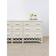 Load image into Gallery viewer, Vintage White Rattan 9-Drawer Dresser Old Florida Ficks Reed Style MCM Coastal
