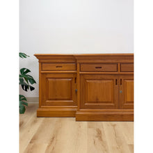 Load image into Gallery viewer, Antique Style Oak Office Credenza with Locking Doors and Finished Back
