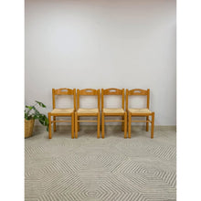 Load image into Gallery viewer, Hank Lowenstein Style Blonde Rush Seat Dining Chair Set of Four MCM
