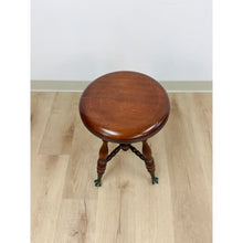 Load image into Gallery viewer, Vintage Victorian Adjustable Piano Stool Brass Claw Ball Feet Turned Wood
