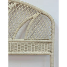 Load image into Gallery viewer, Vintage White Wicker Arched Queen Headboard Coastal Boho Hollywood Regency
