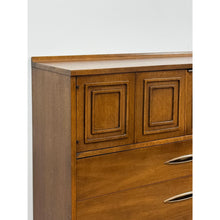 Load image into Gallery viewer, Vintage Chest Broyhill Sculptra MCM Gentleman's Tallboy Three Drawer Dresser
